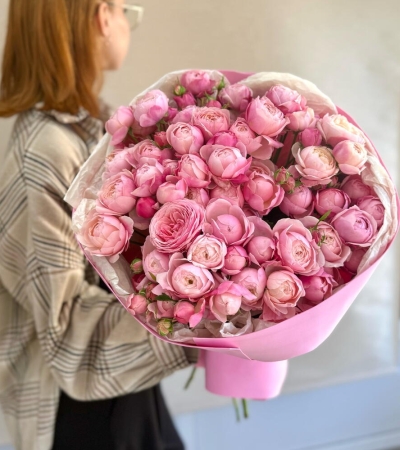 Моно 15 кустовых роз Сильва Пинк
