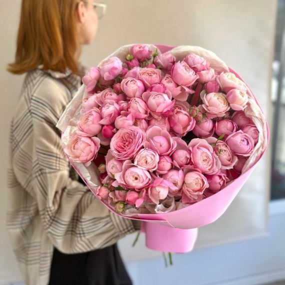 Моно 15 кустовых роз Сильва Пинк